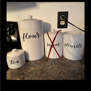3pc  Stoneware Kitchen Canister Set White
